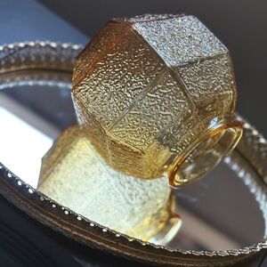 Vintage Amber Glass Art Deco Style Accent Lamp Globe